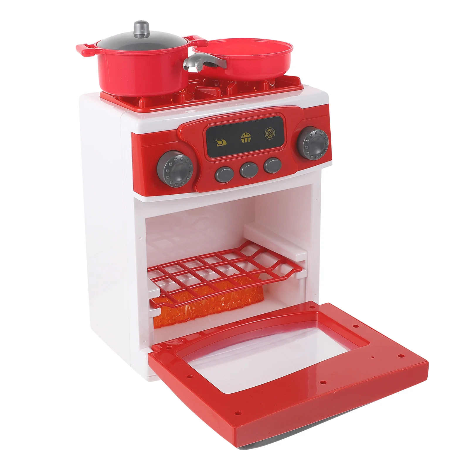 

Mini Lighting Music Stove Toy Red Kids Cooking Appliance Safe Kitchen Educational Role Playing Game Simulated Play