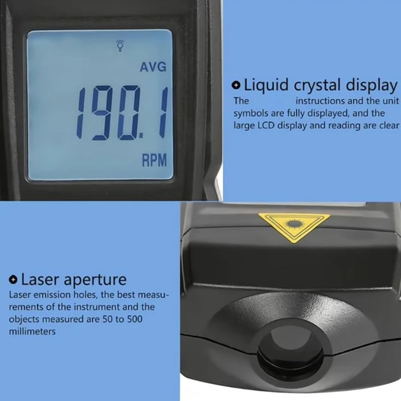 Digital Tachometer, Not Contact Lasers Photo Tach 2.5-99999RPM Rotation Speed Meter Gauges Measurement