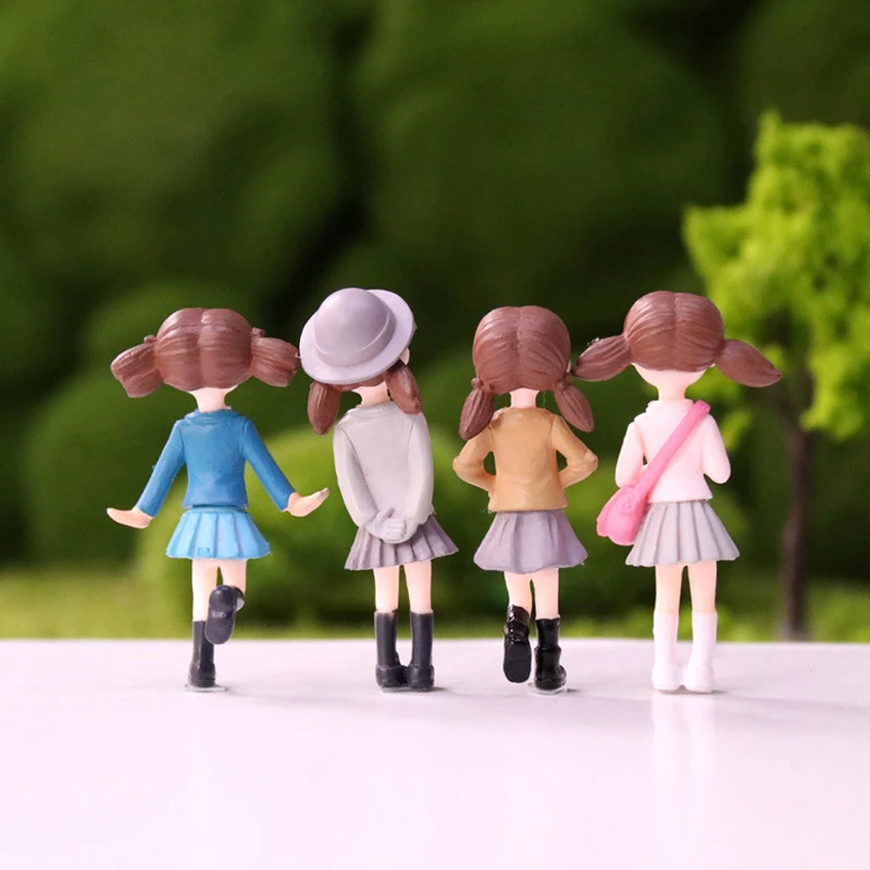 만화 소녀 인형 미니어처 요정 정원 장식품, 마이크로 조경 공예 장식품, 홈 데스크탑 장식, 4 개