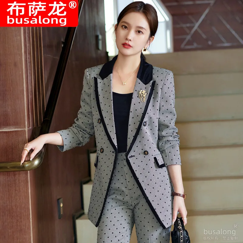 

Высококачественный комплект костюма для женщин, весна и осень 20225, новый стиль, элегантный повседневный деловой костюм богини, комплект из двух предметов