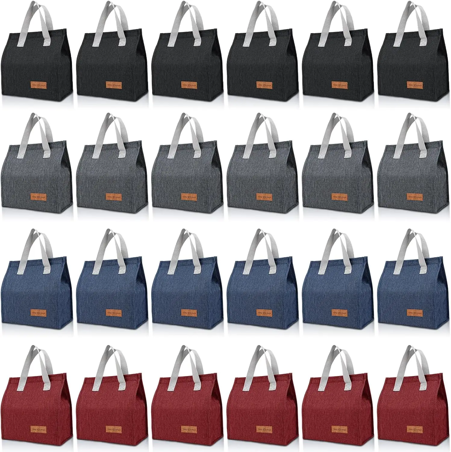 

24 Pack Insulated Reusable Lunch Bags, Leakproof Large Tote for Office Work Beach Travel, Multicolor