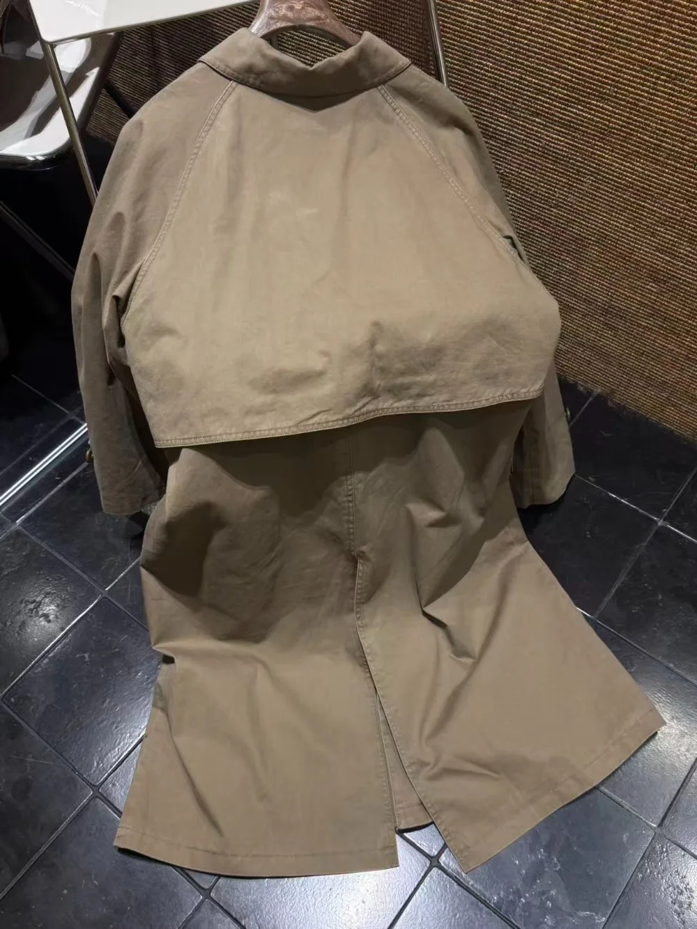 고밀도 100% 면 우아한 레트로 루즈 롱 트렌치 코트