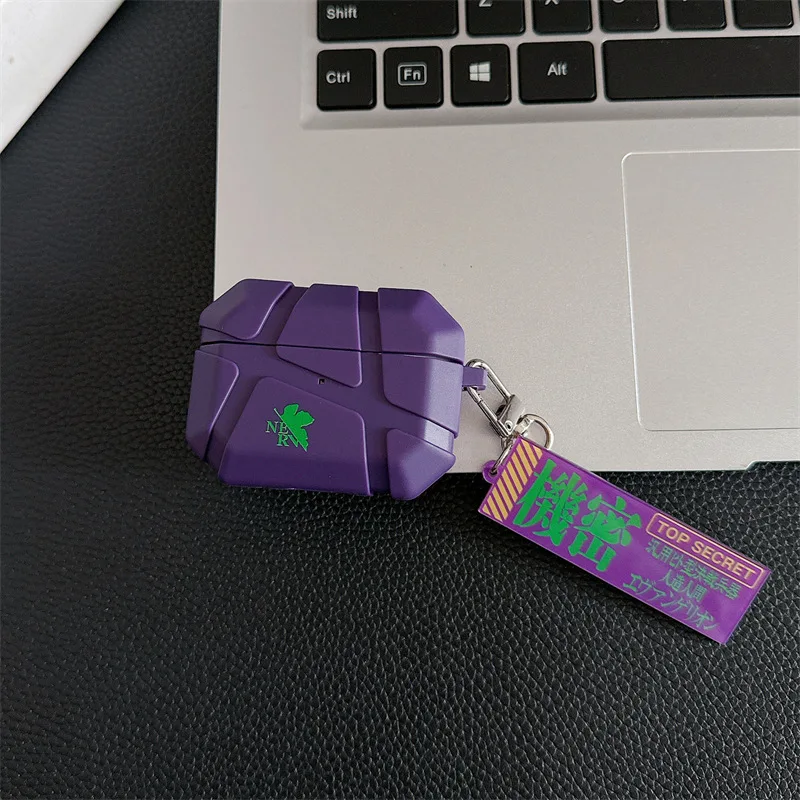For Airpods Pro 2 Case,3D EVANGELION Anime TPU Shockproof Earphone Cover For Airpods 4 3 2 1 Cover With Keychain Funda