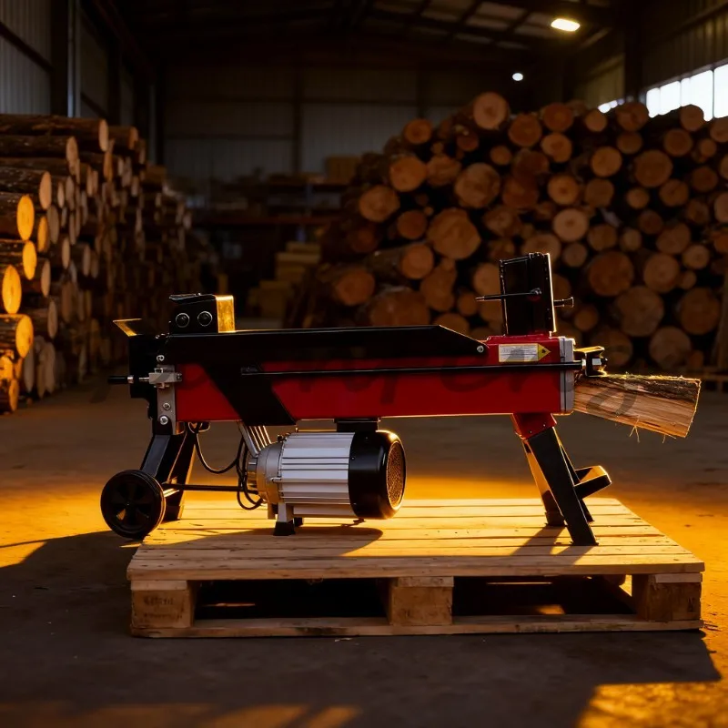 4 Tons Horizontal Electric Hydraulic Wood Splitting Machine 2000W-2200W Wood Splitting Machine,  Firewood Processing Tools