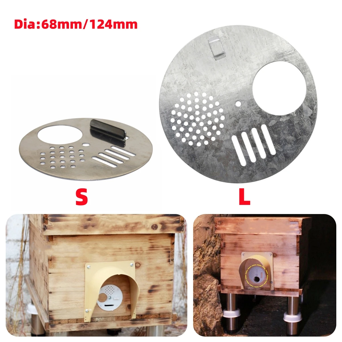 Multi-Use Dia 68mm/124mm Circular Stainless Steel Honeycomb Door Rotatable Honeycomb Vent Bee Anti-Theft Ventilation Device 2Pcs