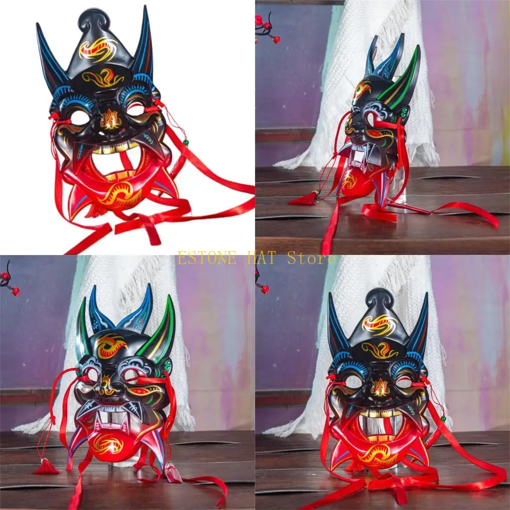49MF Unisex Masquerade Mask Hand Painted Nuo Operas Mask Cosplay Mask Party Mask Gift
