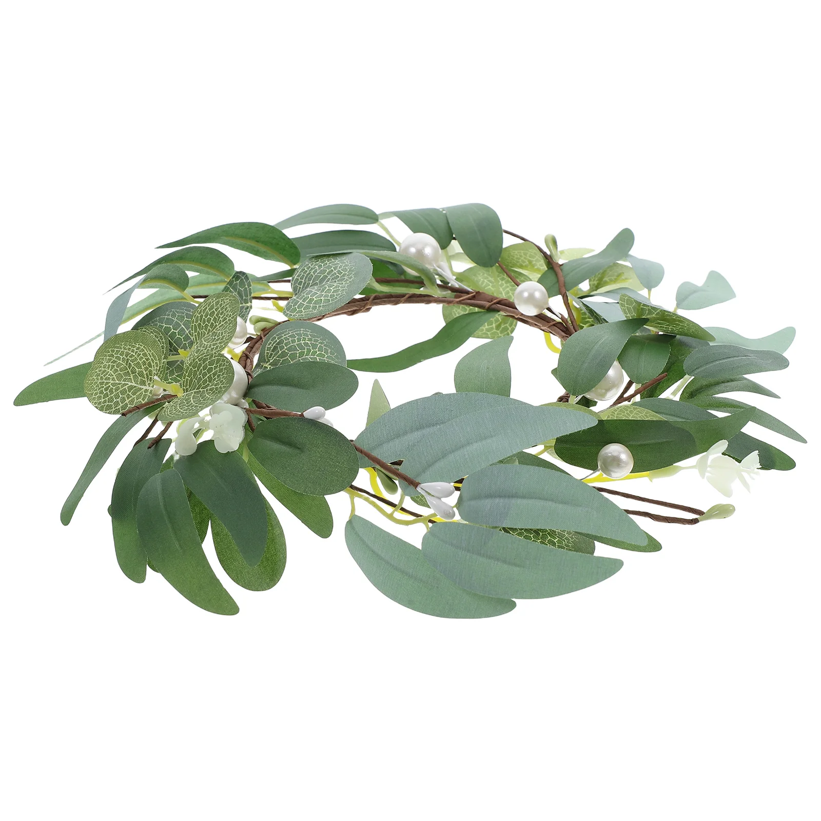 Artificial Eucalyptus Pearl Home Decor Wedding Centerpiece Tabletop Green Spring C leholder Taper C Wreath Mini