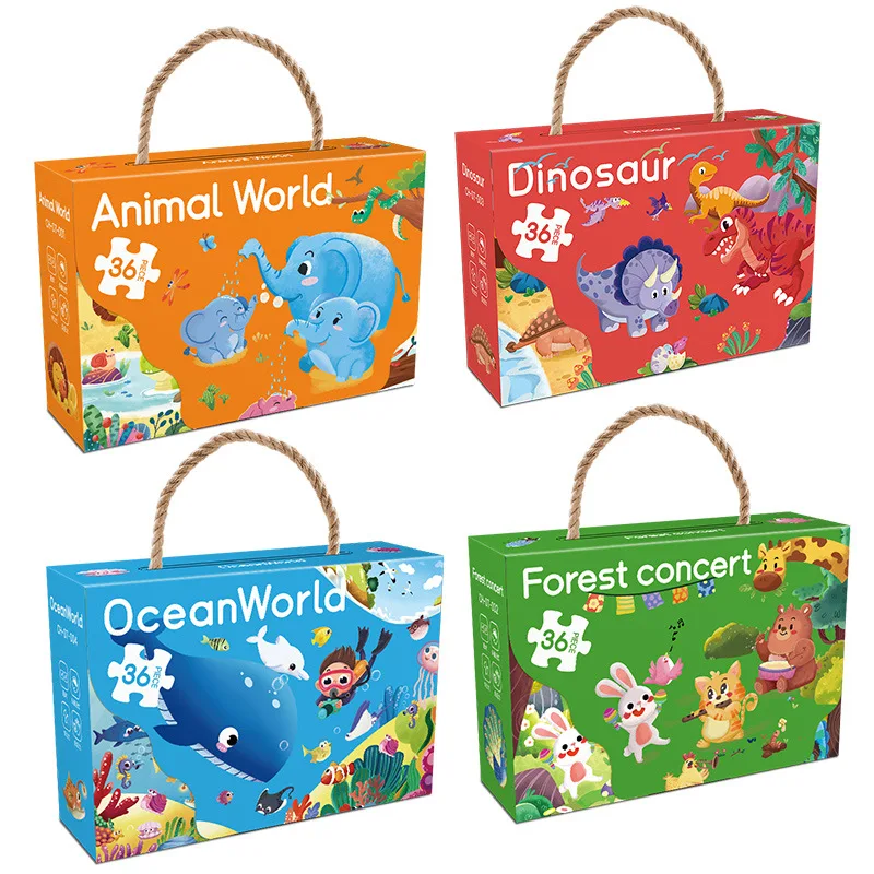 36 Pieces Jigsaw Puzzle Assembling Picture Cartoon Animals Decompression Toy for Adult Children Kids Educational Gifts P477