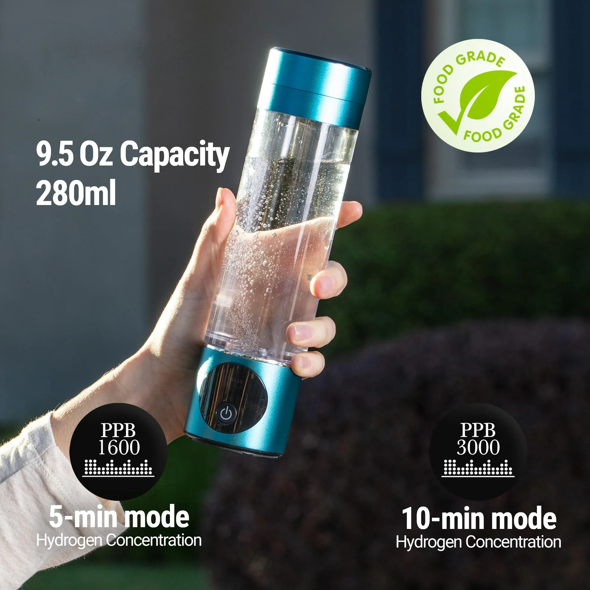 Hydrogen Water Bottle. Generates Real 3000ppb Pure Hydrogen Rich Concentration,SPE/pem Technology.Dupont Membrane, OLED Display.