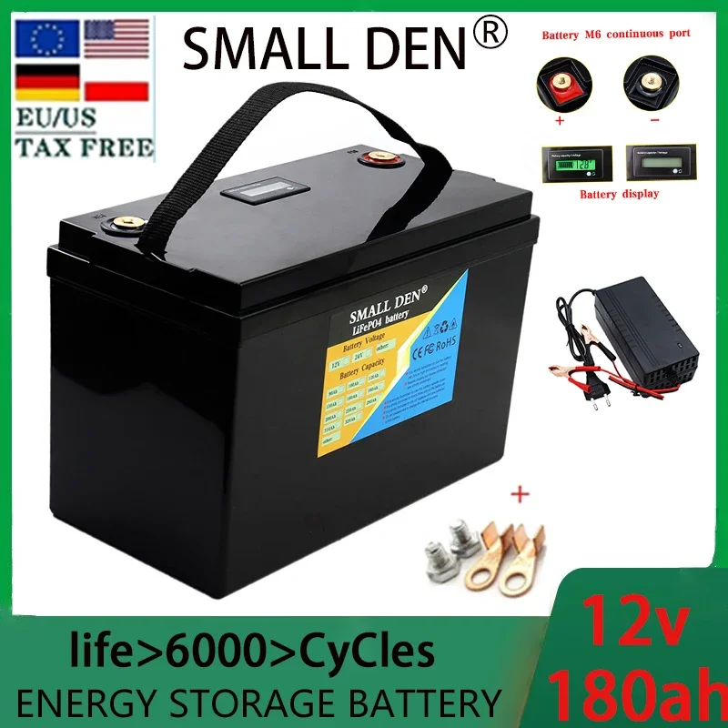 12v 180ah for RVs, campers, golf carts, off-road, off grid solar energy, wind energy, solar bicycles+10A charger