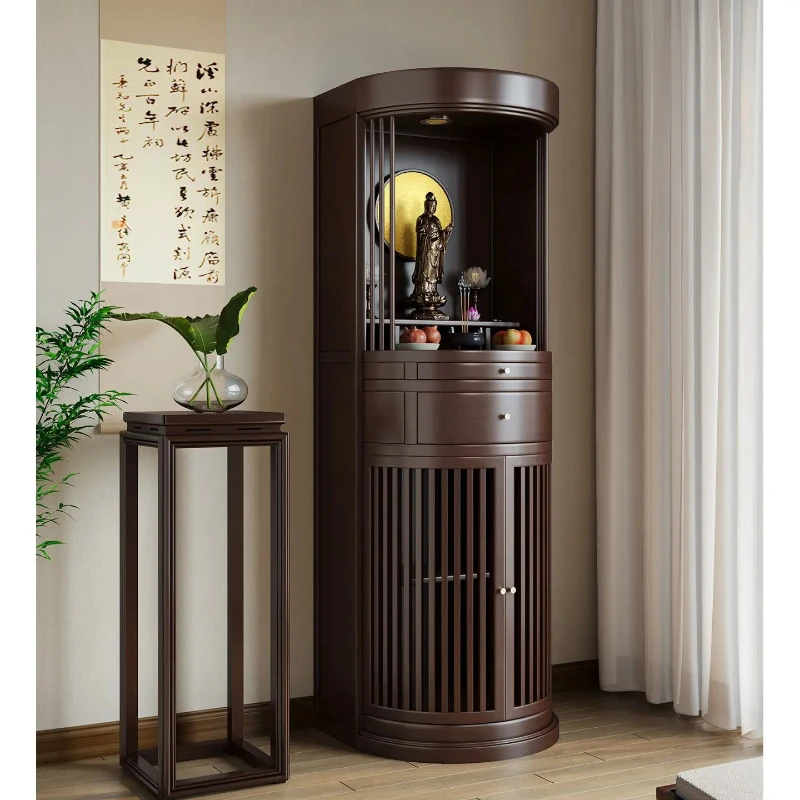 

CX New Chinese Vertical Buddha Cabinet Solid Wood Buddha Niche Zen Guanyin Bodhisattva Home Living Room Table