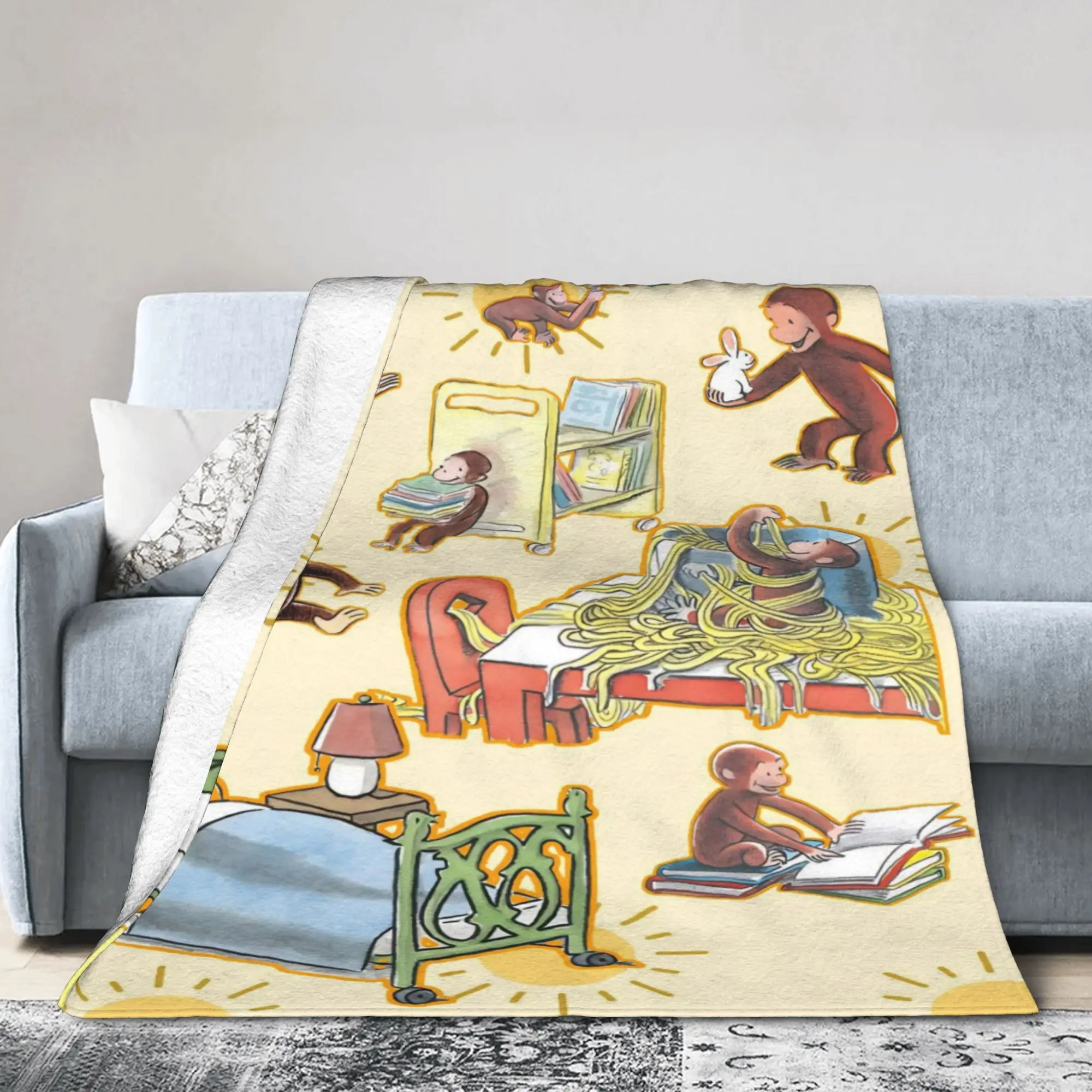 New Curious George African Monkey  Blankets Soft Fleece  Relax Throw Blanket Machine Washable