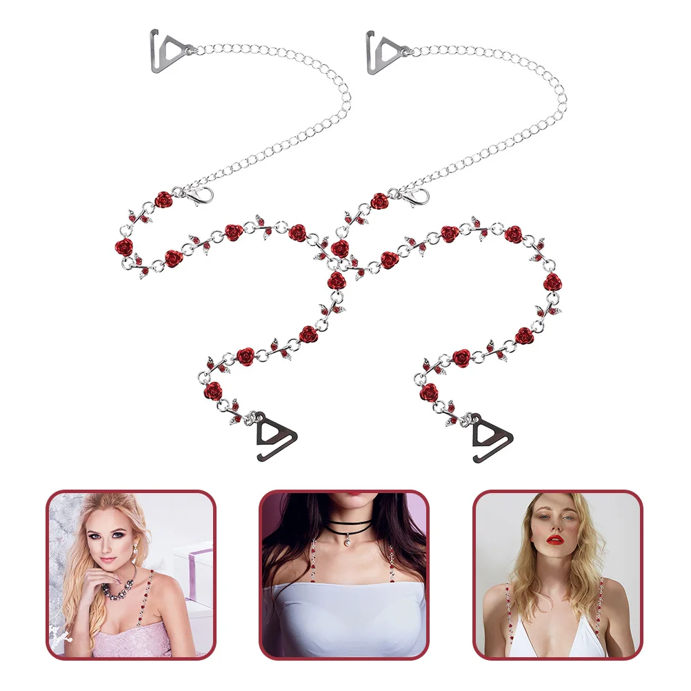 1 Paar rutschfeste Strass-BH-Träger mit Rosenblüten, verstellbarer dekorativer Schultergurt, Ersatz für Damen, bequem