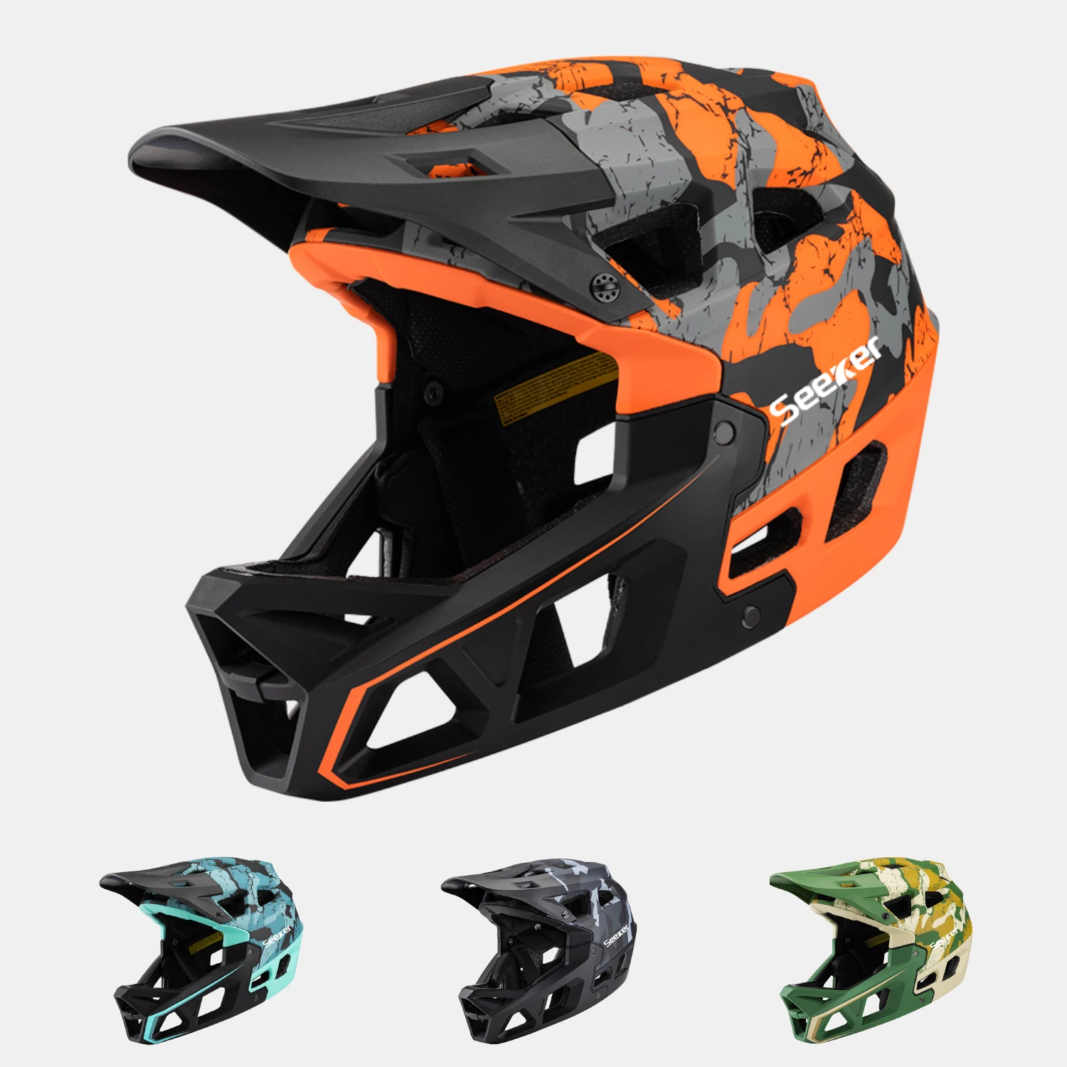 Seeker Mountain Bike Helmet Men's Integrated Downhill Full Face Mountain Bike Helmet Adult Bicycle Sports Safety Helmet