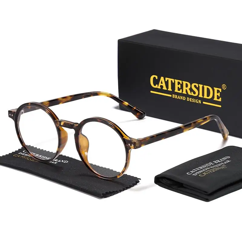 CATERSIDE Retro Männer Brille Runde Hohe Qualität TR90 Rahmen Rezept Brillen Rahmen Frauen Null-Power Objektiv Computer Gläser – Detail 6