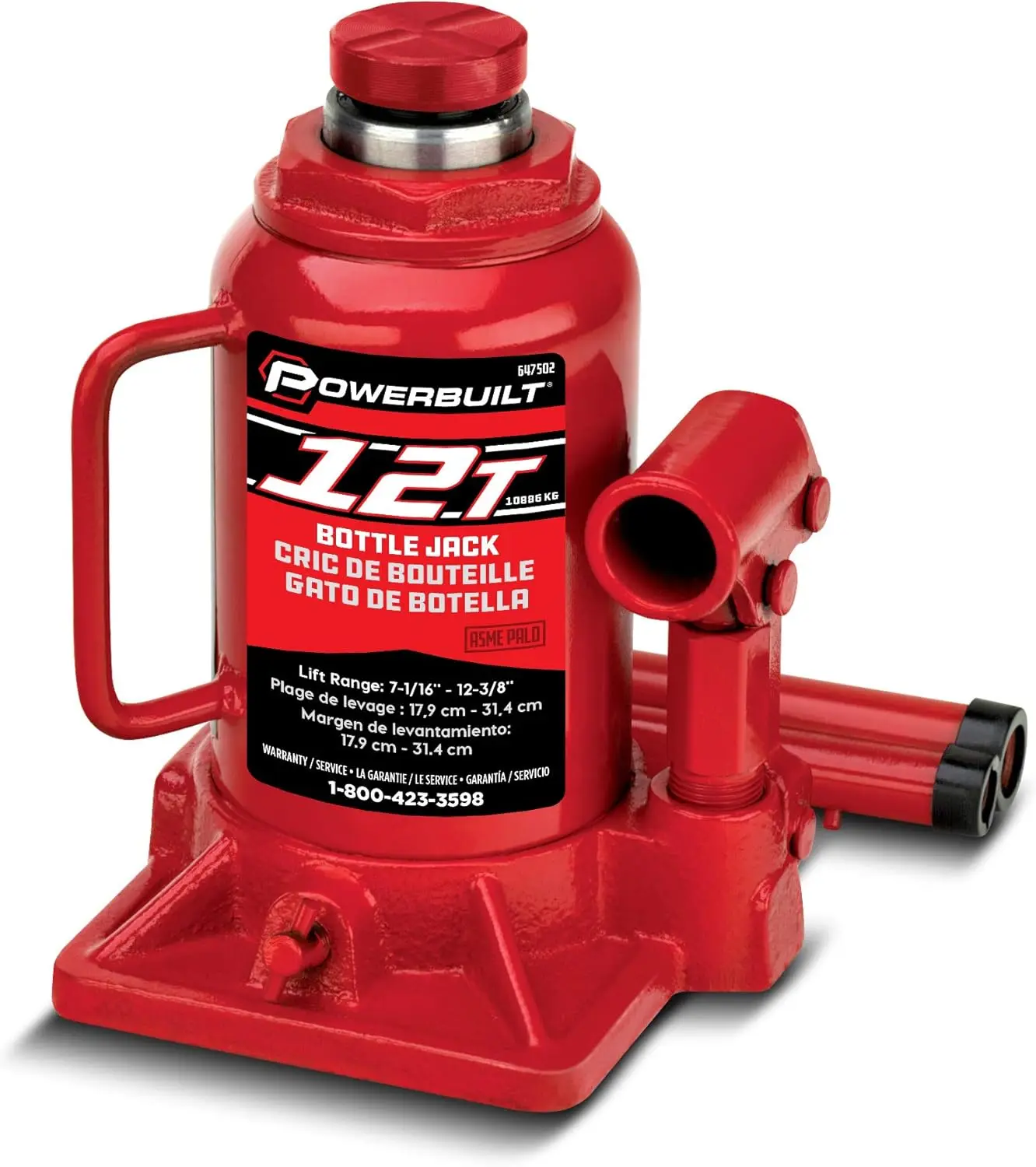

Heavy Duty 12-Ton Bottle Jack, 24000-Pound Capacity Hydraulic Car Lift, Vehicles, Trucks, Red 647502