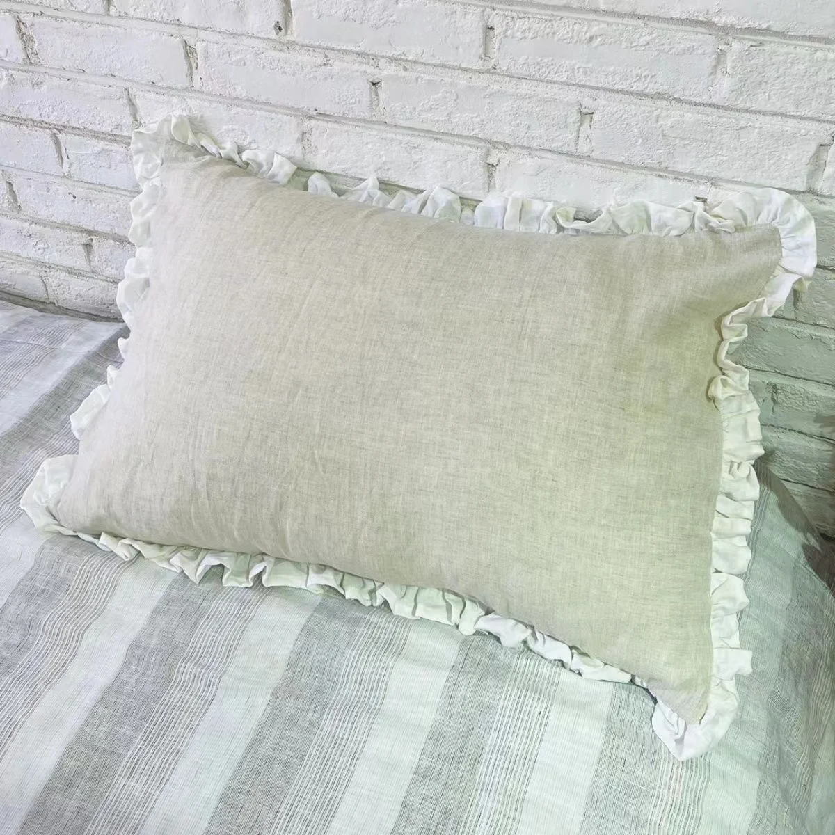 

100% Pure Linen Ruffled Pillowcase, Soft Pillow Cover, Home Bedding, Dorm, Girl's Room Decoration Pillow Case