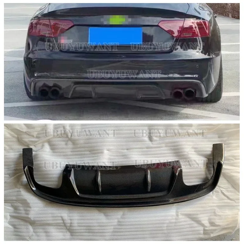 Rear Bumper Diffuser Lip Spoiler For Audi A5 S-line (ONLY FOR 4 DOORS) 2009 2010 2011 2012-2016 Carbon fiber Non For A5 Standard view 5