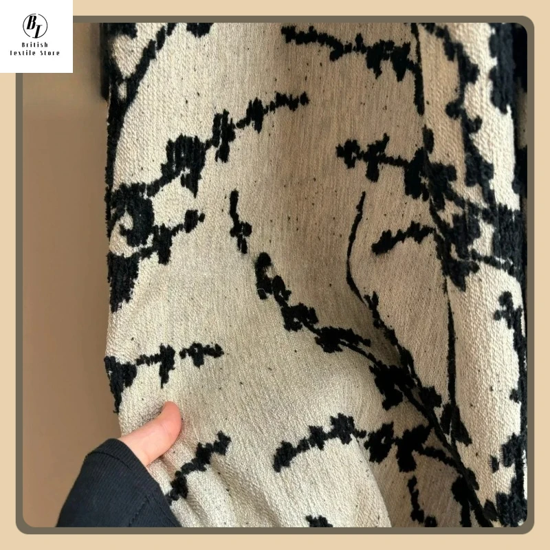 

Custom Size！！Black Three-dimensional Snow Willow Jacquard Chenille Thickened Curtains Bedroom BlackoutCurtains White Tulle
