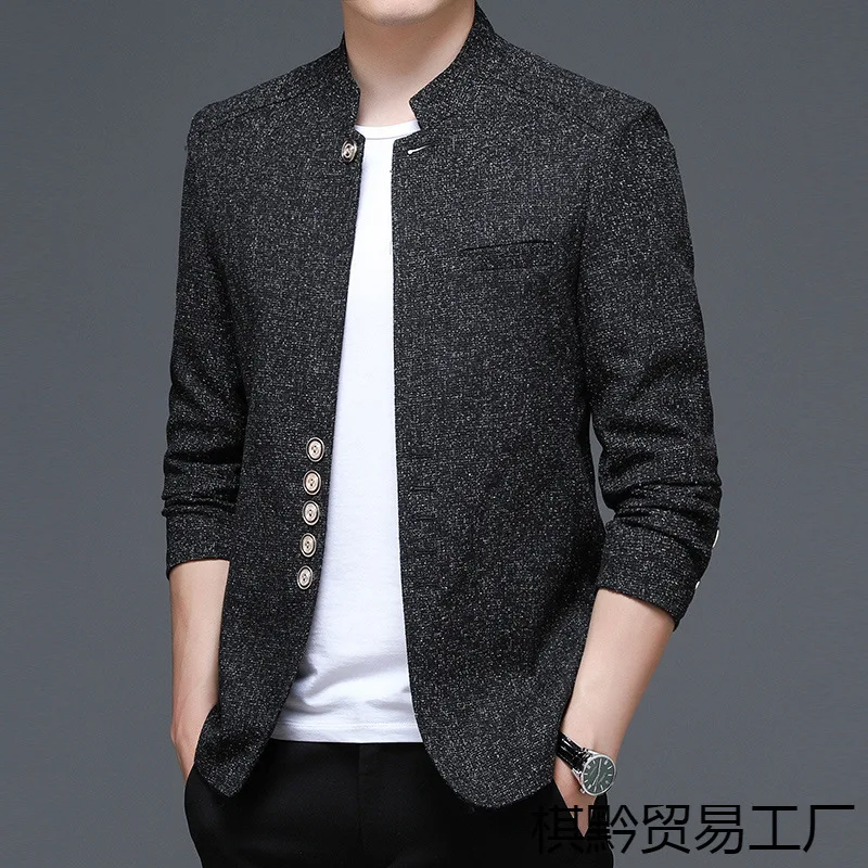 

1-A155 r Casual Suit Jacket Zhongshan Suit for Young and Middle-aged Dads National Style Single Suit National Fashion CD