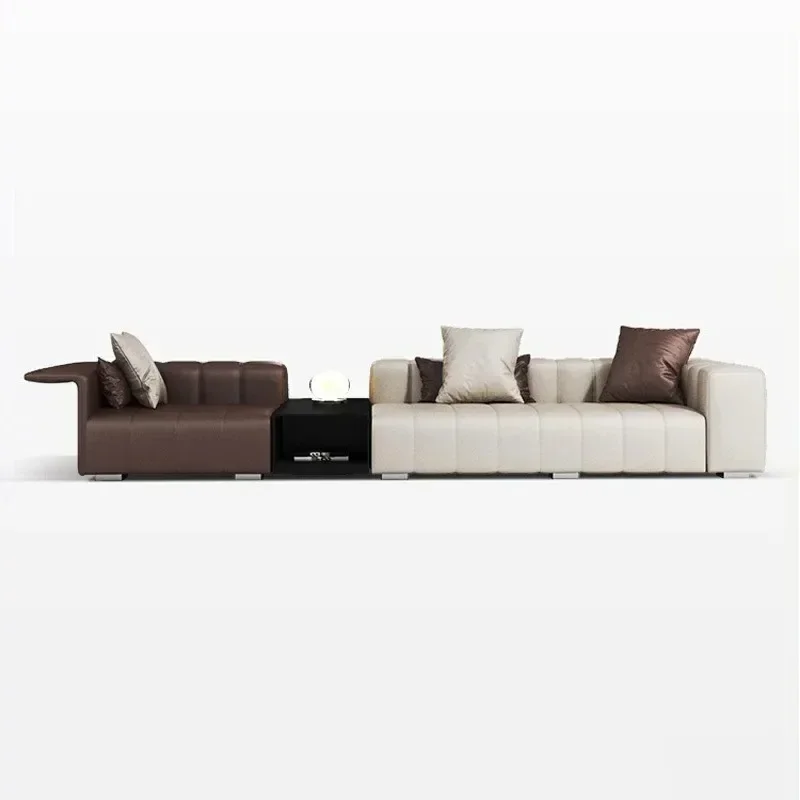 

Piano key sofa first layer cowhide large apartment living room leather sofa high-end Italian