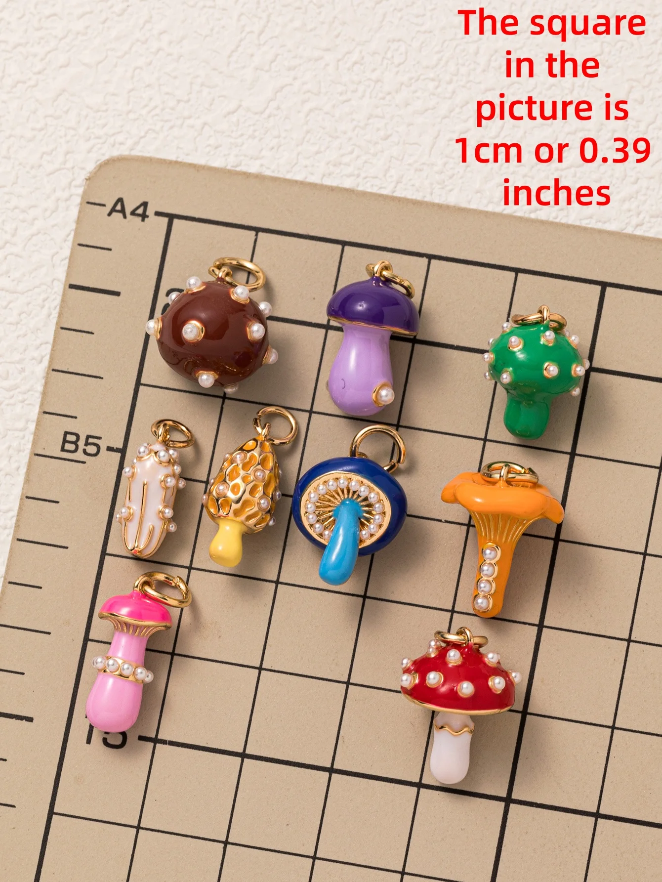 Modische, einfache, niedliche Pilz-Serie, Morchel-Pilz, bunte Pilz-DIY-Anhänger für Schmuck. – Detail 2