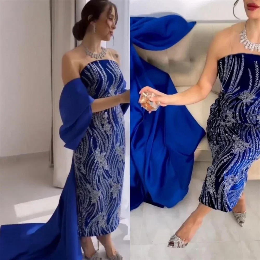 Personalizado sin tirantes cuello de dos piezas 2023 mujeres nueva ocasión Formal vestido de noche árabe vestido de graduación elegante clásico de alta calidad