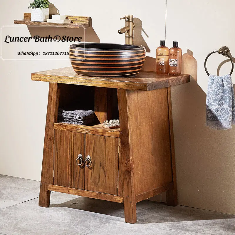 Medieval style washing small apartment modern Chinese bathroom cabinet combination