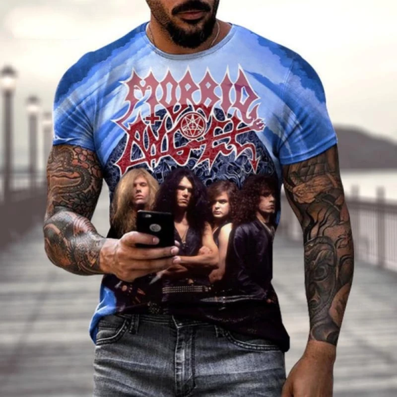 Summer New Fashion Casual t shirt for men 3D Printing Heavy Metal Rock Band Men\'s Round Neck Short Sleeve T-Shirt shirt tops