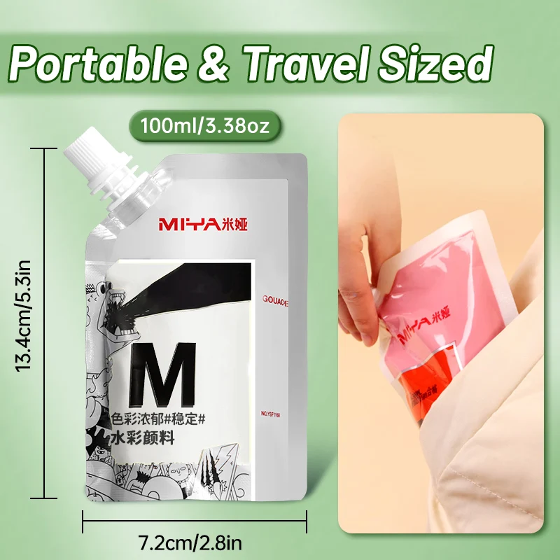 1pc Gouache Paint for Colouring,100 ml/3.38oz,42 Vibrant Colors,Portable for Drawing,Canvas,Jelly Cup for Artists,Back to School