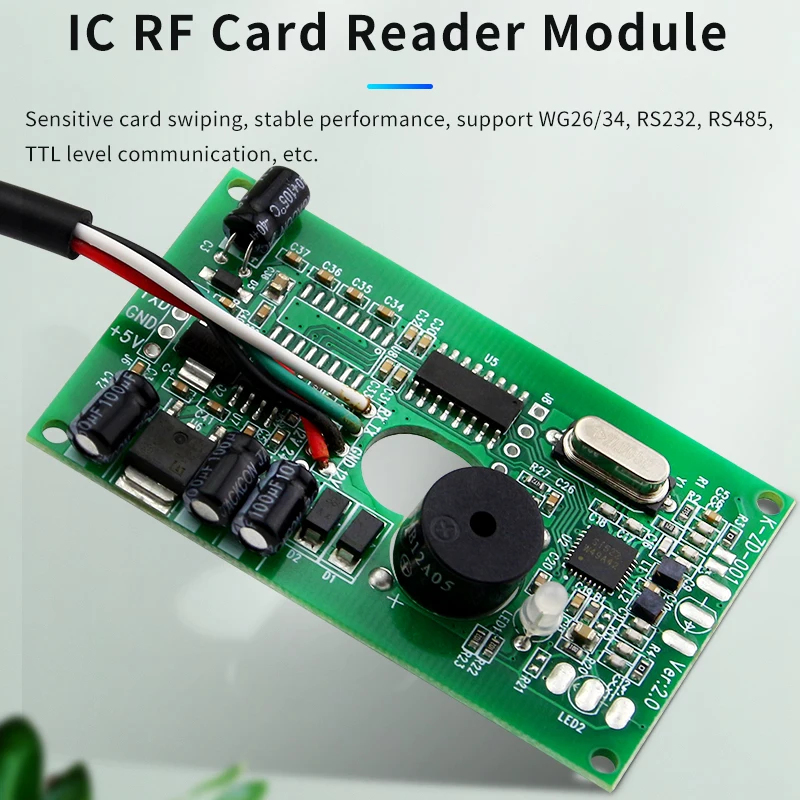 13.56MHz RF Card Reader, DC 12V IC Card Access Control Module, Contactless UART TTL, Wiegand 26/34, RS232, RS485 RFID Module