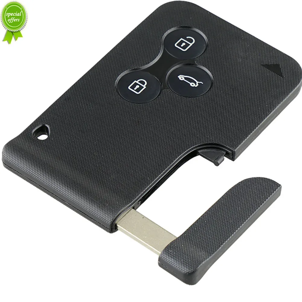 Replacement 3 Button Smart Card For Renault Clio Logan Megane 2 3 Koleos Scenic Card Case Black Car Key Fob Shell With Small Key