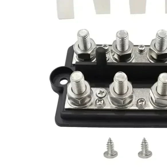 

Двухрядная шина M8/M10, 4-контактная клеммная колодка, 48 В, 300 А, ABS, цинковый сплав для автофургонов, яхт, морской аккумулятор, распределение питания