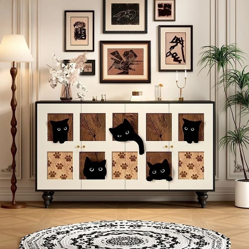 

Cream style side cabinet, solid wood entrance cabinet shoe cabinet, living room locker storage cabinet