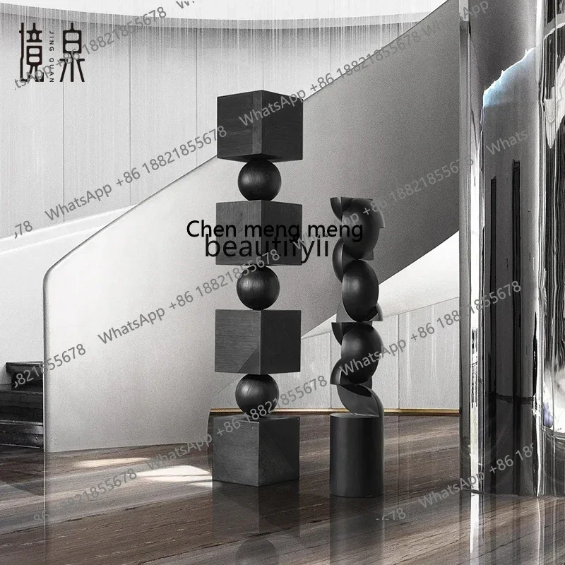 

D178 Floor-to-ceiling ornaments B & B Hotel Sales Office Clubhouse Entrance Decoration Abstract Solid Wood Sculpture Artwork