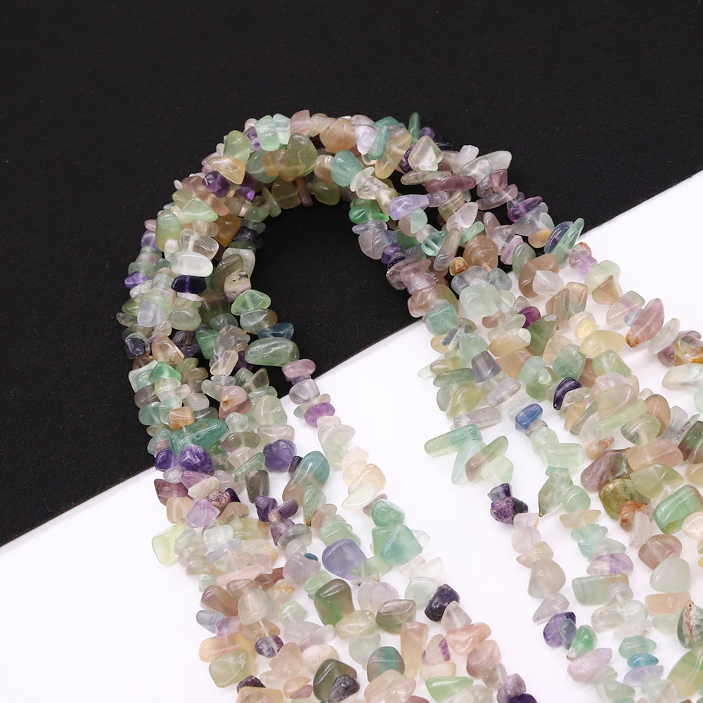 Natural Colorful Fluorite Chip Gravel Beads Irregular Semi-precious Stone Handmade Creative Necklace Bracelet Accessory 1 Strand