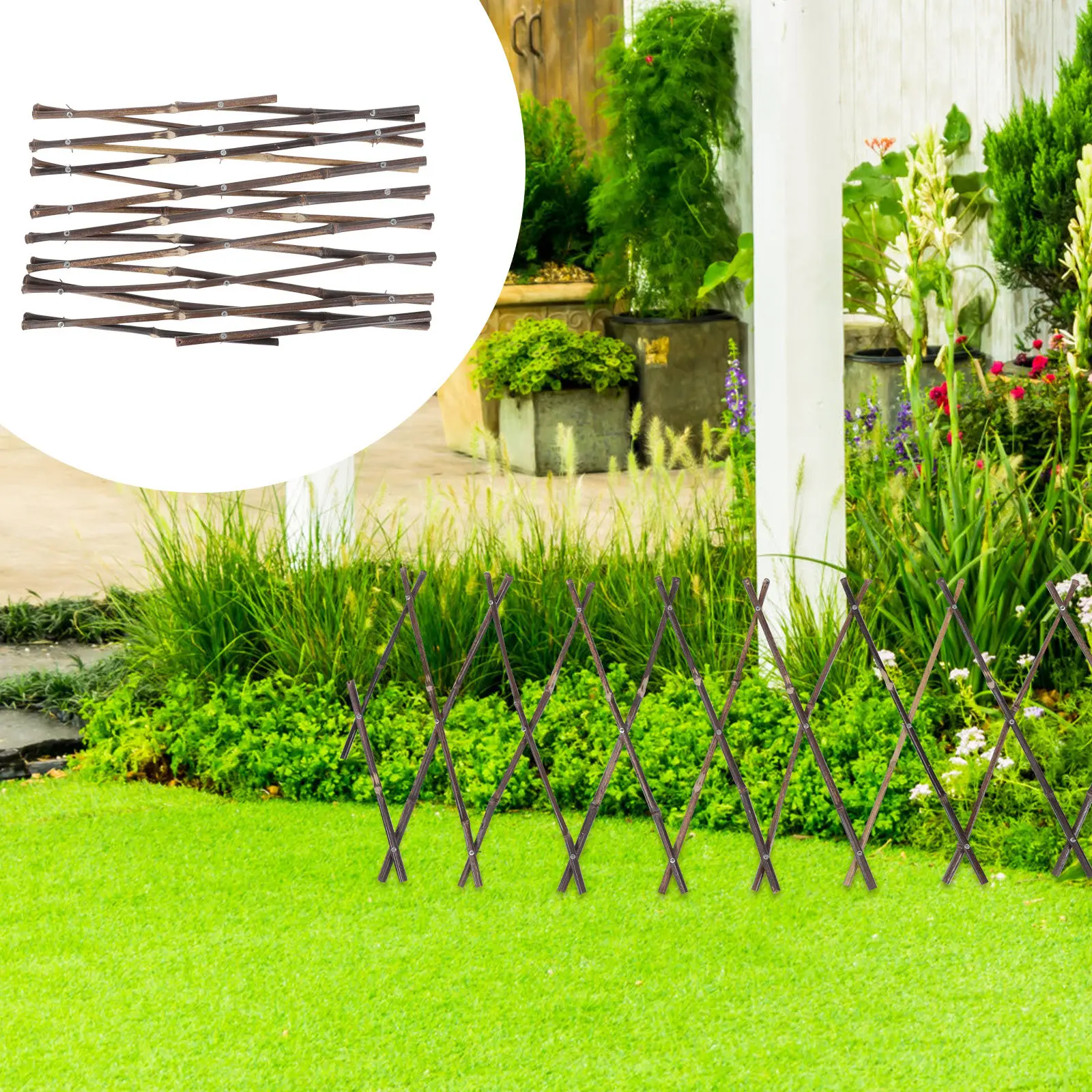 

1Pcs Bamboo Fence Yard Decorative Anti-Corrosive Outdoor Garden Scene Divider Stretchable Adjustable Fence
