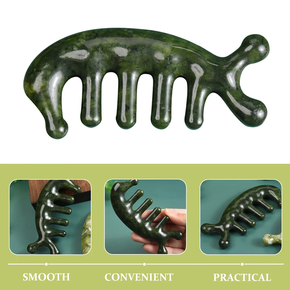 

Креативная нефритовая массажная расческа, эргономичный массажер для кожи головы в форме рыбы для снятия стресса и мышечного напряжения, ручная акупунктурная точка тела