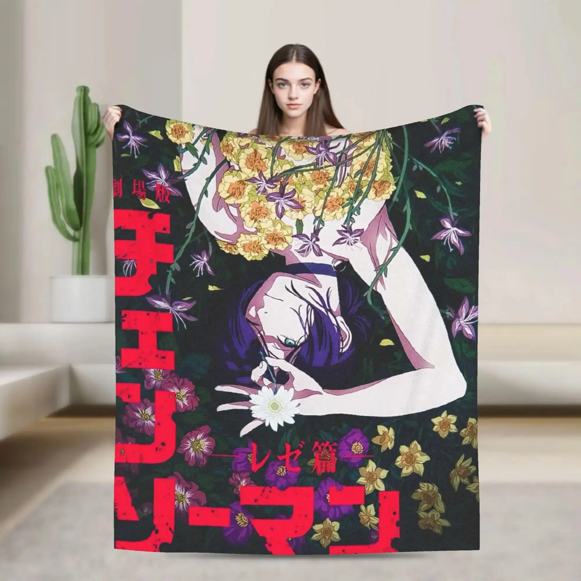 

Плед Reze Chainsaw Man Anime: Мягкое, теплое, плюшевое покрывало для дивана, кровати, фланелевый флисовый плед для взрослых