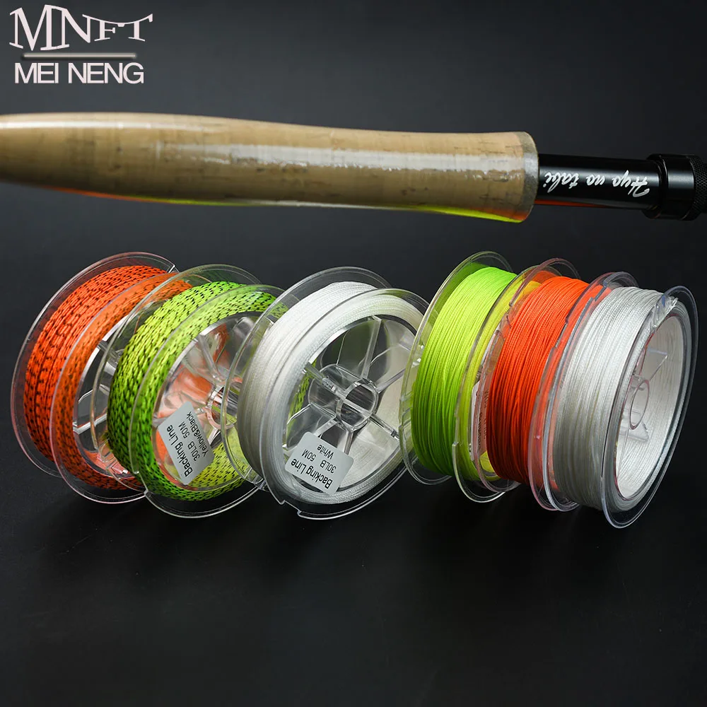 1Spool 20LB 30LB Fly Fishing Backing Line 50M Braided Polyester Spool Filler Line Solid Two-Tone Color Fly Reel Fishing Line