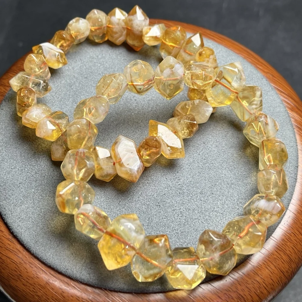 1 Pc Fengbaowu Natural Citrine Hexagonal Prisms Point Bracelet Reiki Healing Stone Fashion Jewelry Gift For Women