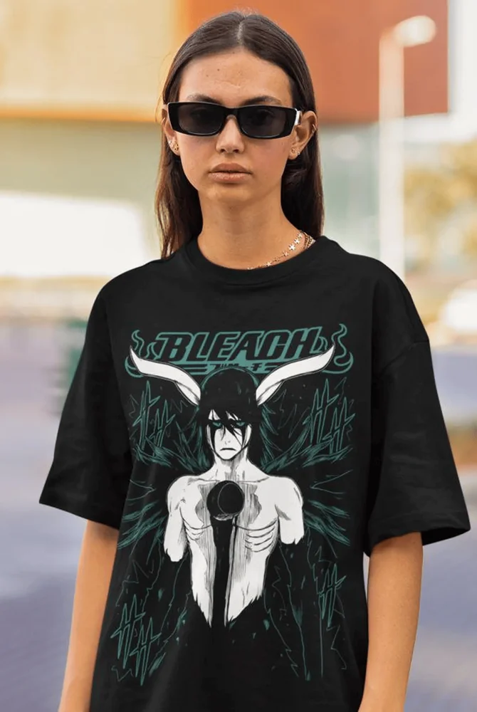 تي شيرت Ulquiorra Bleach Cifer Ichigo Kurosaki Manga Horror Anime Shirt جميع المقاسات