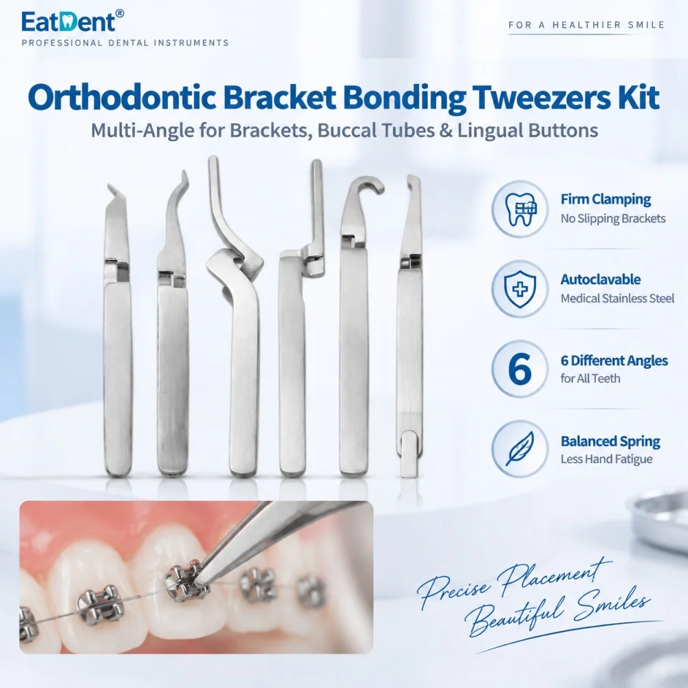 Dental Orthodontic Set Posterior Brackets Buccal Tube Lingual Buttons Bonding Tweezer Holder Placer Articulating Paper Tweezers