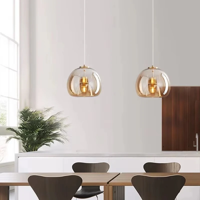 Restaurant Led Pendant Modern Circular Glass Lighting For Loft Living Room Study Pendant Home Decor Indoor Lighting Fixtures