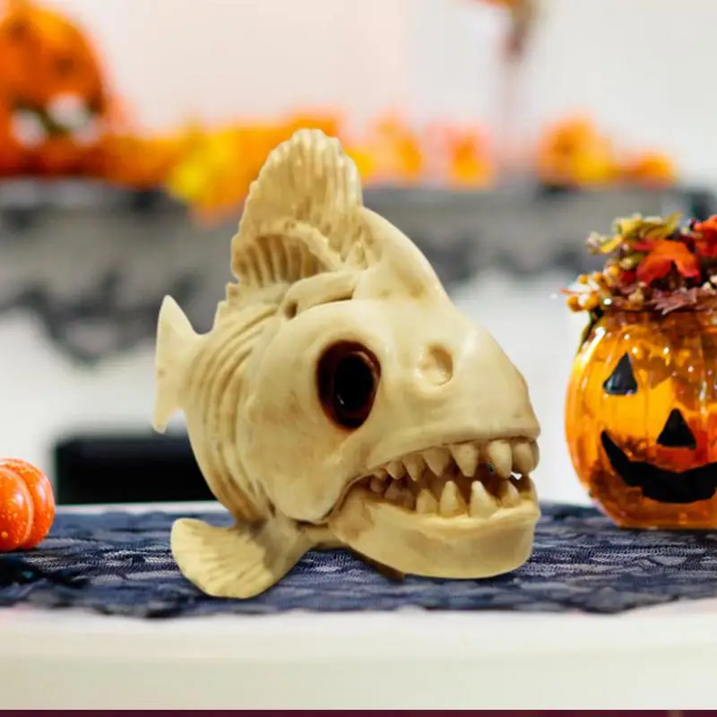 Fish Bone Model Animal Carp Skull Fish Bone Art Halloween Fish Skeleton Animal Bones for Home Living Room Bedroom Desk Top Party