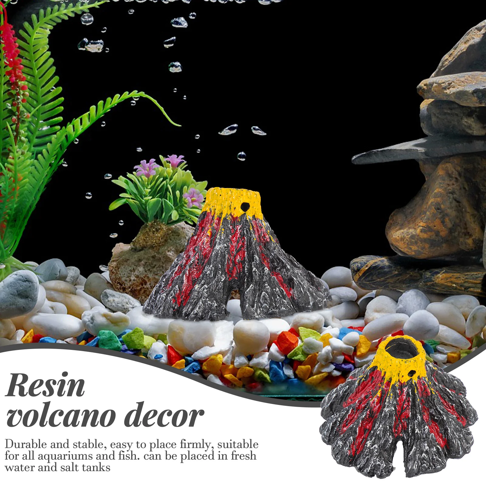 Fish Tank Resin Rockery Realistic Aquarium Decoration Adorn Simulated Volcano Decorations Desktop Landscape for Statue