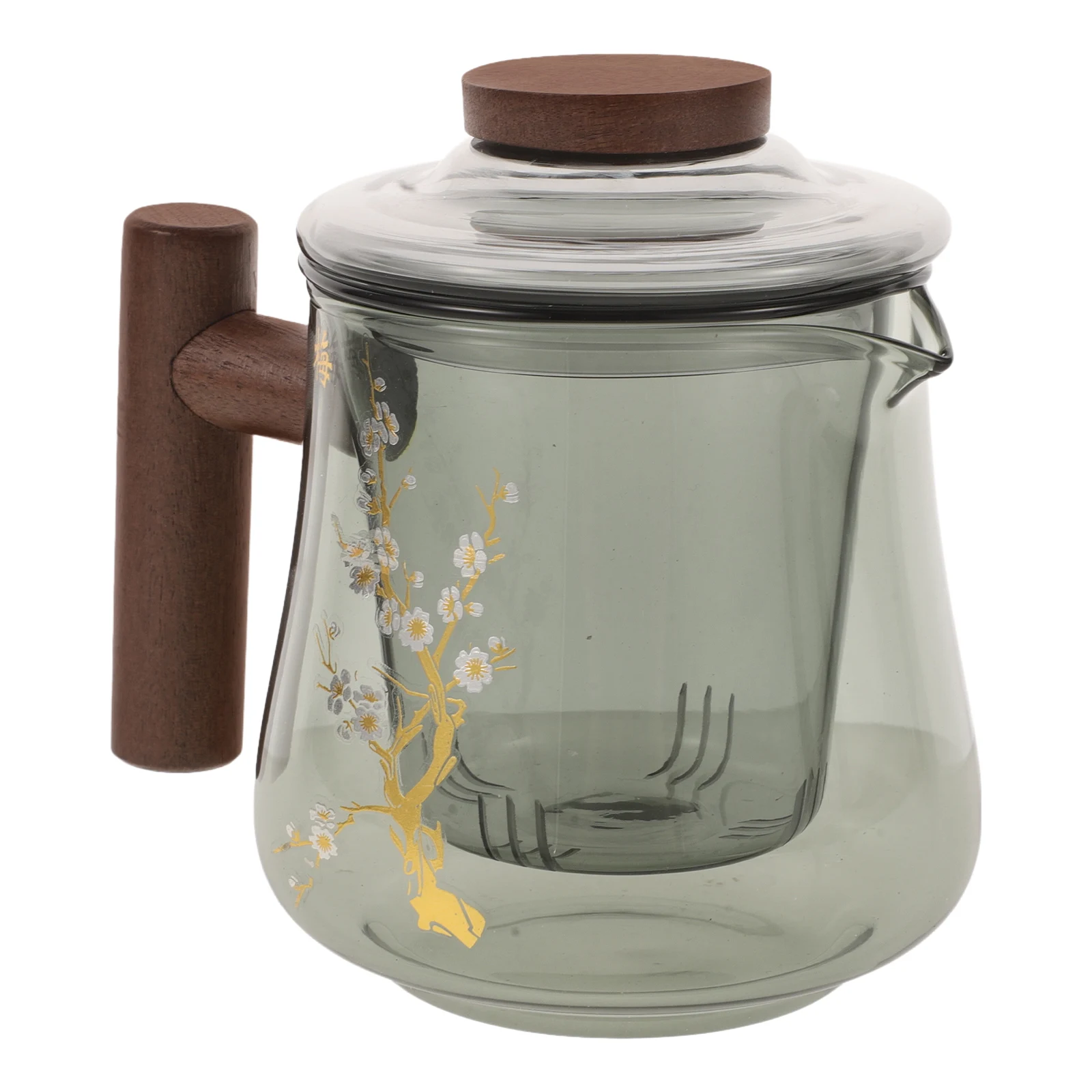 

Borosilicate Glass Tea Kettle Infuser Stove Top Clear Teapot Wooden Grip Lid Versatile Brewing Hot Beverage Glass Teapot