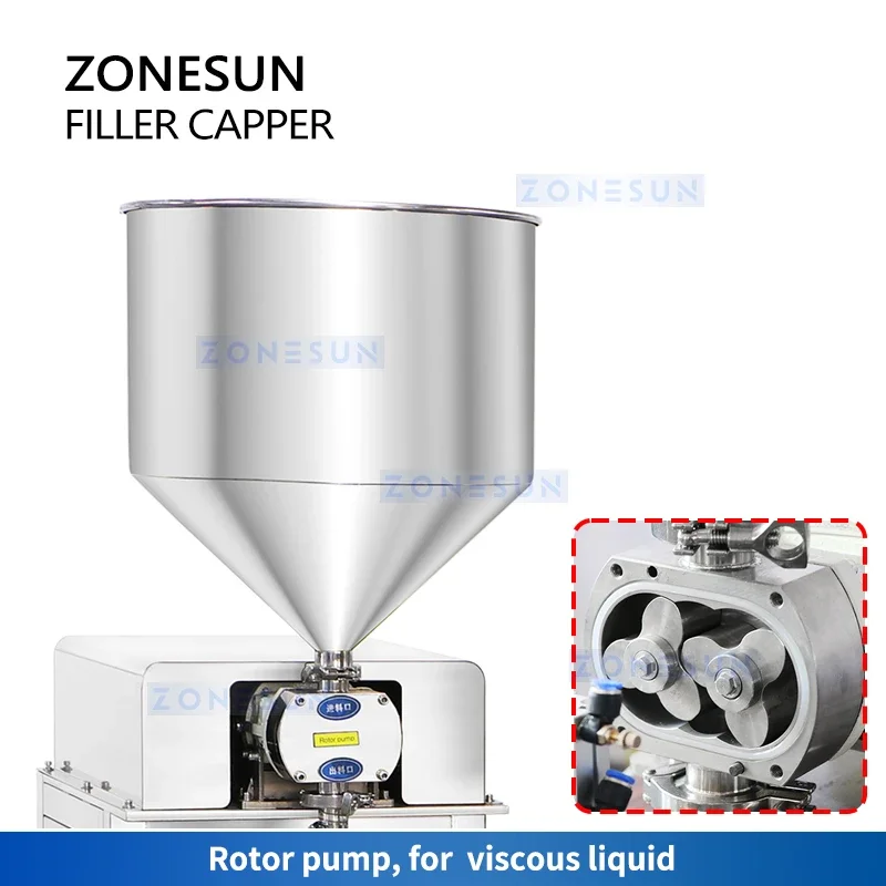 ZONESUN Automatic Monoblock Paste Bottle Filling Capping Machine Thick Lotion Rotor Pump Filler Servo Capper Packaging ZS-AFC26