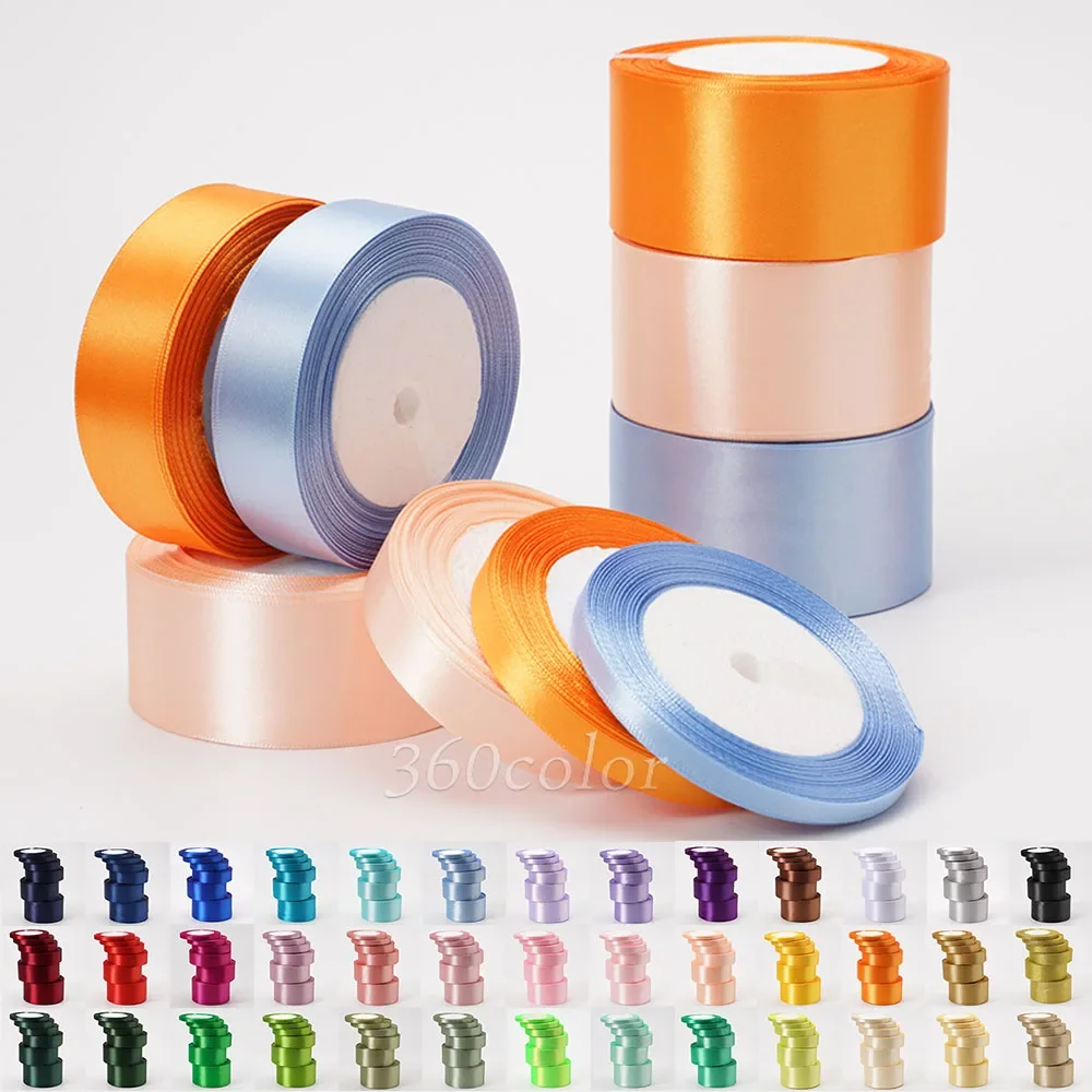 Satin Ribbon 22.8Meters 6mm 10mm 15mm 25mm 38mm 50mm Gift Wrap Bow Handmade DIY Craft for Wedding Party Halloween Christmas Deco