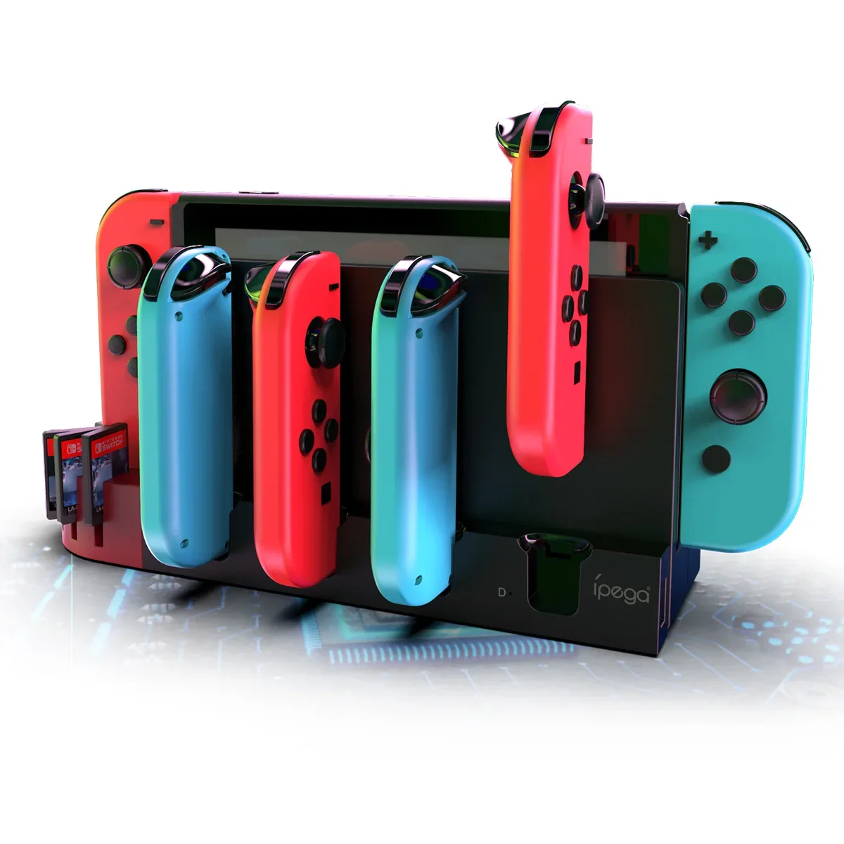 For Nintendo Switch Controller Seat Charger JoyCon Left & Right Small Joy-con Python Four Charge NS Game Card Storage Seat